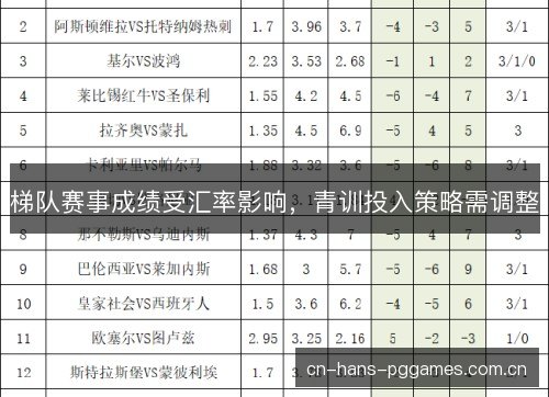 梯队赛事成绩受汇率影响,青训投入策略需调整 梯队赛事成绩受汇率影响,青训投入策略需调整